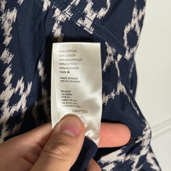 Anthropologie Rimbaud Tie Waist Mini Skirt Navy Blue Cream Size Small - Picture 13 of 13